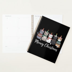 Agenda Feliz Natal Meowy Ano Felino Amante de Gatos Xmas
