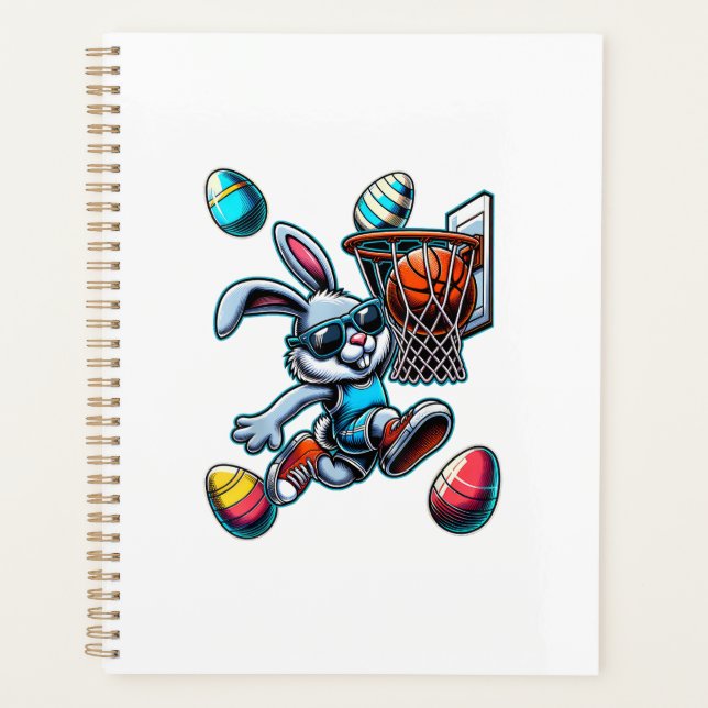 Agenda Feliz Páscoa Basquete Meninos Coelho da Páscoa Eng (Frente)