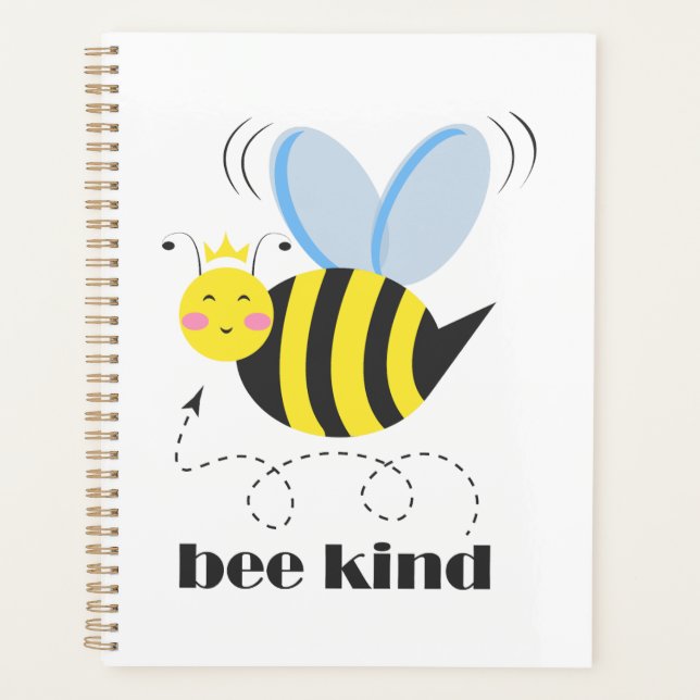 Agenda Feliz princesa de abelhas com coroa e slogan Bela (Frente)