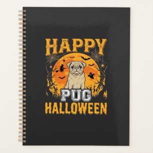 Agenda Feliz Pug Desenho de Cachorro Assustador de Hallow