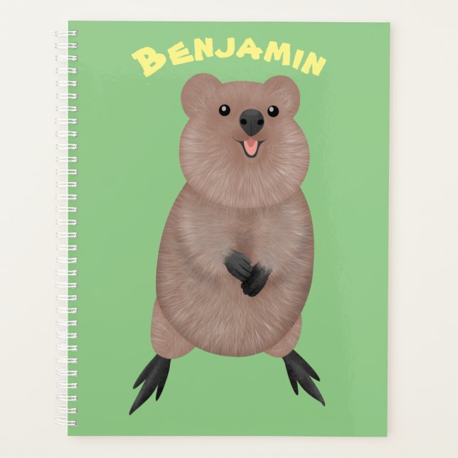 Agenda Feliz sorriso, design de desenho animado de quokka (Frente)