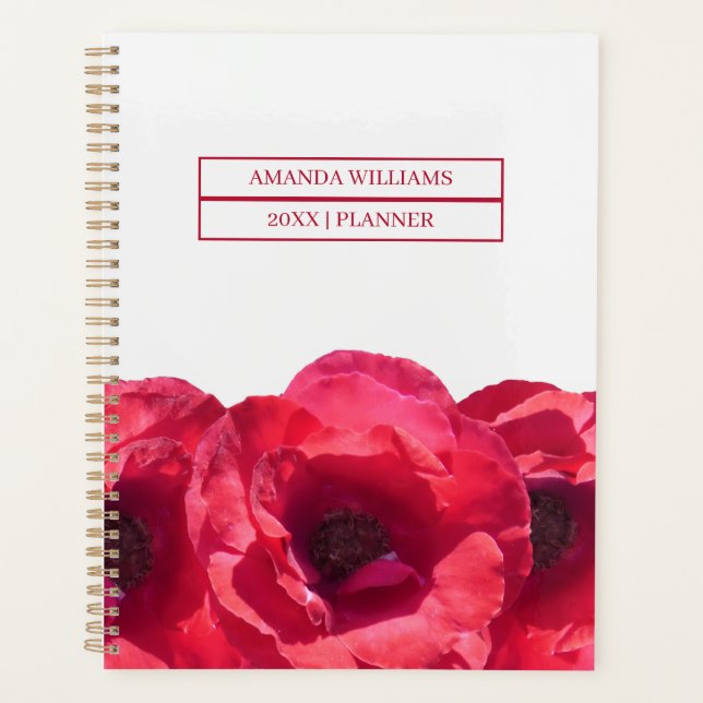 Agenda Feminie Floral Cream Red Roses Name 2026 (Frente)