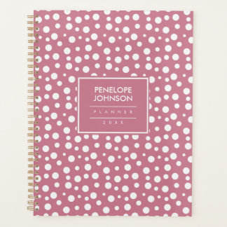 Agenda Feminine White Blush Pink Polka Dot Pattern