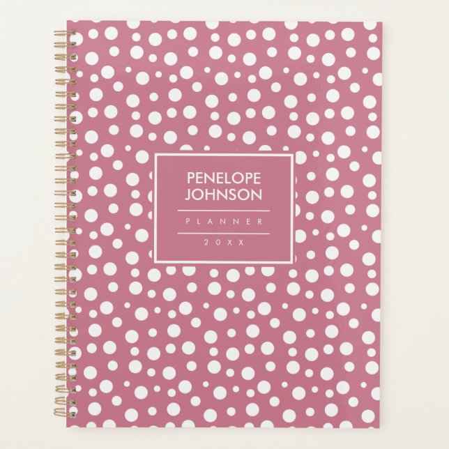 Agenda Feminine White Blush Pink Polka Dot Pattern (Frente)