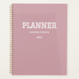 Agenda Feminino Moderno Preppy Personalizado Rosa Bege