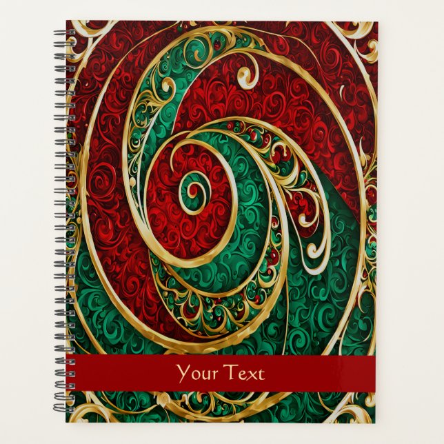 Agenda Feriado de Natal Verde Dourado Vermelho (Frente)
