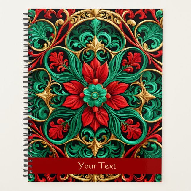 Agenda Feriado Verde Vermelho Decorativo (Frente)