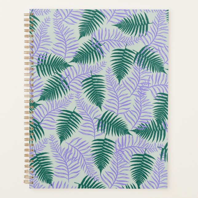 Agenda Fern roxo verde deixa padrão de flores retrô 70s (Frente)