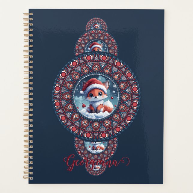 Agenda Festivo Personalizado Kawaii Fox Mandala Ornamenta (Frente)