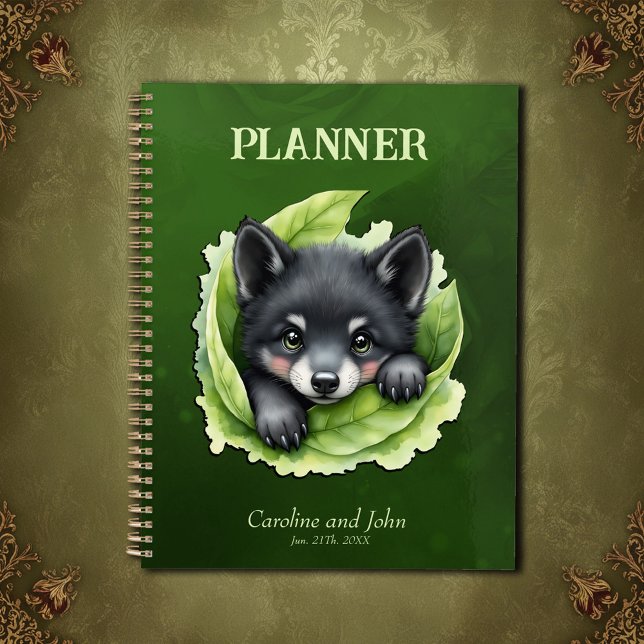 Agenda Filhote de lobo no verde (Criador carregado)
