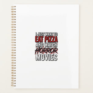 Agenda Filmes de Terror de Pizza Tipografia Vintage de Ha