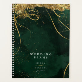 Agenda Fine Lines Dourado Abstrato Wedding Emerald ID867