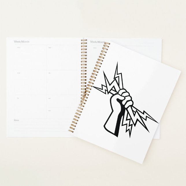 Agenda Fist Holding Lightning Bolt Bold Power (Criador carregado)