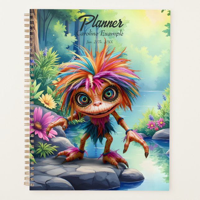 Agenda Fizzwiggle o Sprite Travesso do Arco-íris.  (Frente)