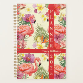 Agenda Flamingo floral, padrão sem costura