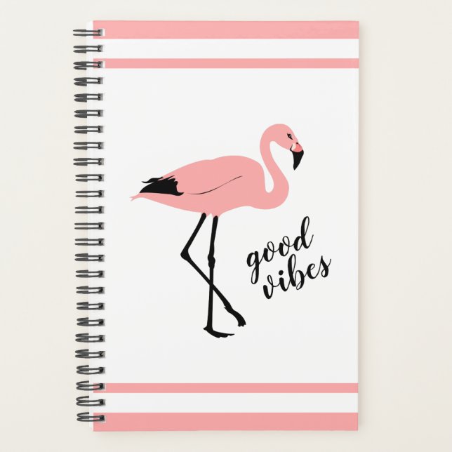 Agenda Flamingo Good Vibs Pink Black Cute Planner (Frente)