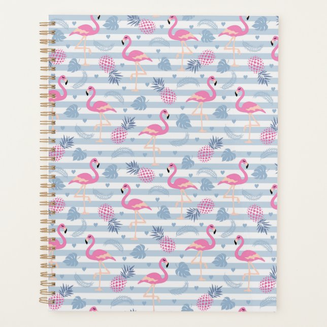 Agenda Flamingo Planner - Cor-de-rosa e azul (Frente)