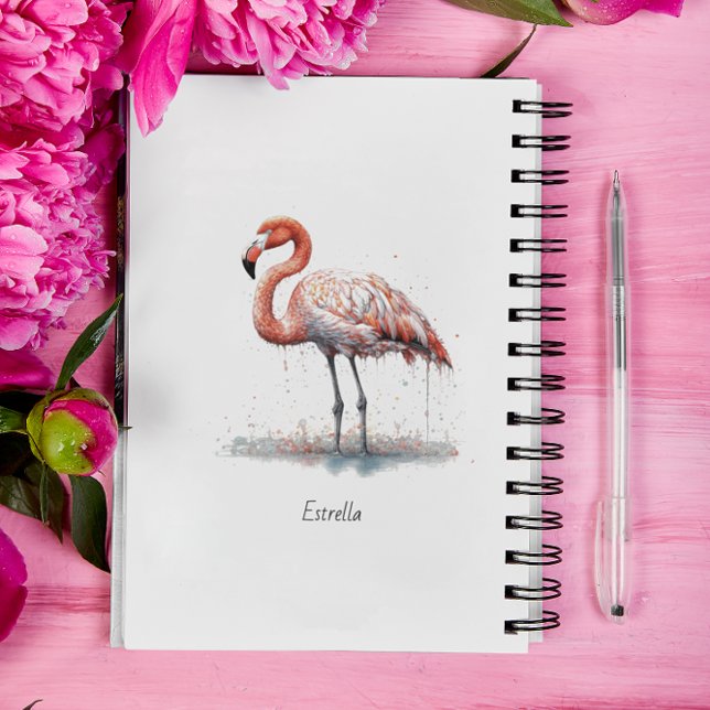 Agenda Flamingo Radiance: Watercolor Art, personalizado (Criador carregado)
