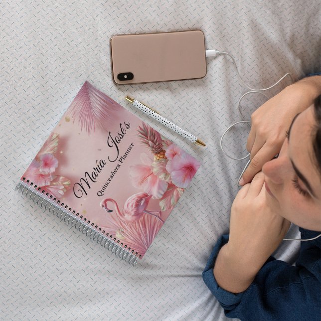 Agenda Flamingo Tropical Quinceañera, personalizado (Criador carregado)
