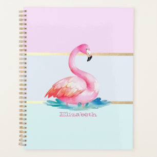Agenda Flamingos Rosa Listras Pastel Modernas