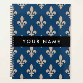 Agenda Fleur de Lis, Bege sobre Azul Marinho, Real, Seu N