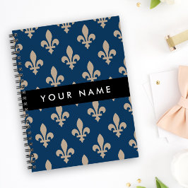 Agenda Fleur de Lis, Bege sobre Azul Marinho, Real, Seu N