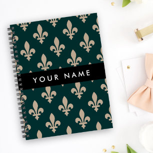 Agenda Fleur de Lis, Bege sobre Verde, Real, Seu Nome