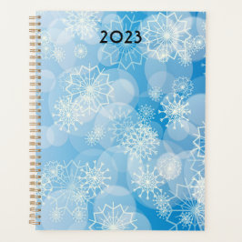 Agenda Flocos de neve de Natal sobre fundo azul