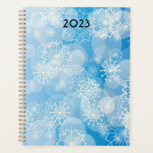 Agenda Flocos de neve de Natal sobre fundo azul