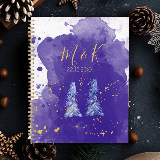 Agenda Flocos de neve de Ouro de Árvore de Natal Roxo (Criador carregado)