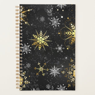 Agenda Flocos de neve do Ouro Xmas em preto