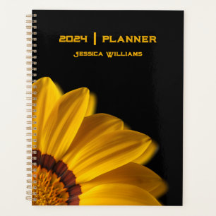 Agenda Flor amarela sobre fundo preto