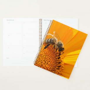 Agenda Flor Amarelo Brilhante E Abelha Mel