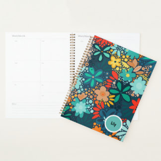 Agenda Flor azul moderno escuro