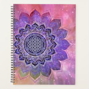 Agenda Flor da Vida - Estilo Vintage Galáxia Espaço 1