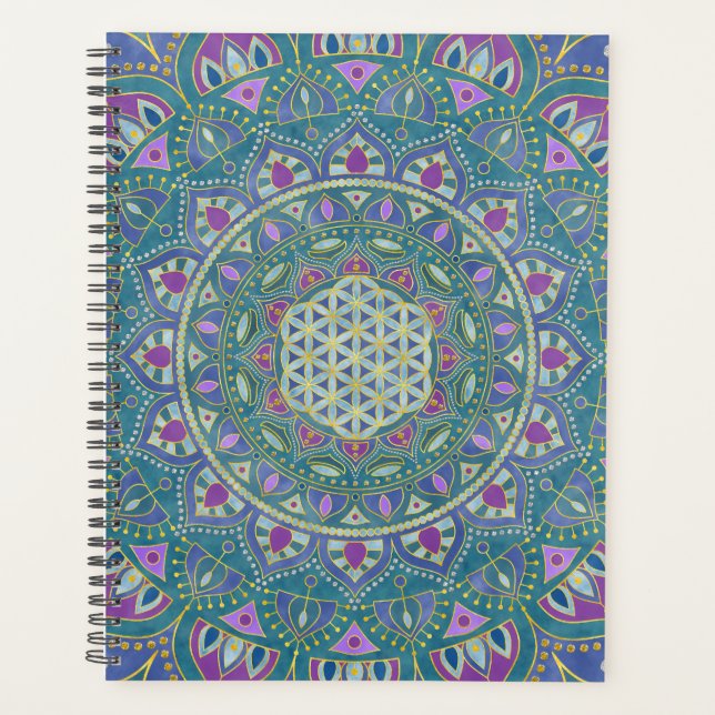 Agenda Flor Da Vida - Mandala Estilo Índia 1 (Frente)