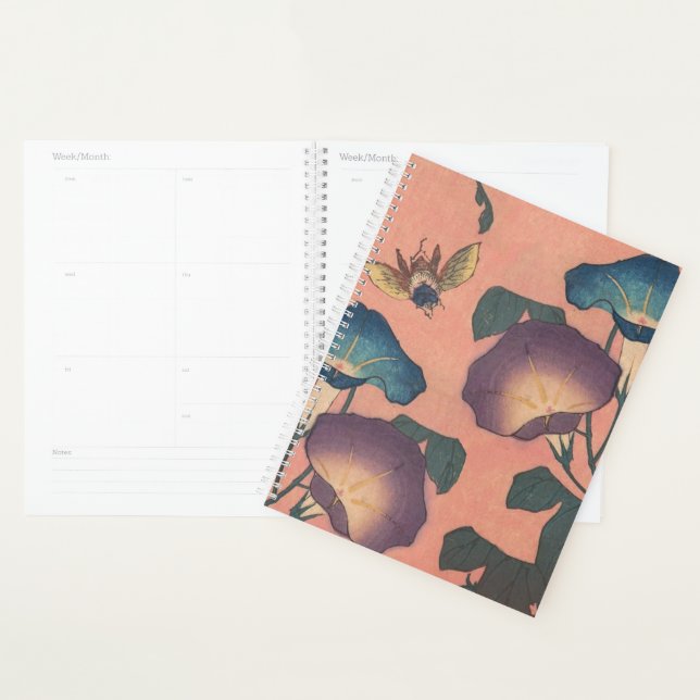 Agenda Flor de Abelha Rosa Arte Clássica de Hokusai (Exibição)