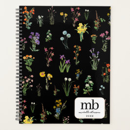 Agenda Flor de Água Preta Floral Botânico