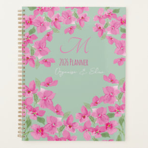 Agenda Flor De Aquarela Rosa Elegante Com Cor Inicial