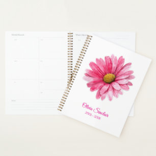 Agenda Flor de Aquarela Rosa Personalizada