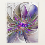 Agenda Flor de Arte Abstrato, Enérgica e Colorida<br><div class="desc">Uma flor de fantasia multicolorida e poderosa,  uma arte floral fractal única. Design para o seu planejador e muito mais.</div>