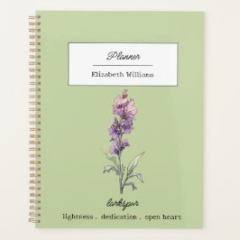 Agenda Flor de Delphinium Personalizada do Mês de Nascime