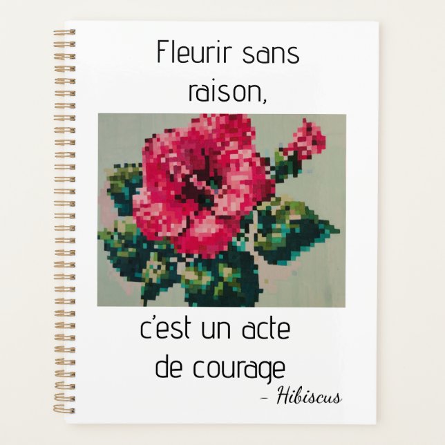 Agenda Flor de hibisco em pixel art (Frente)