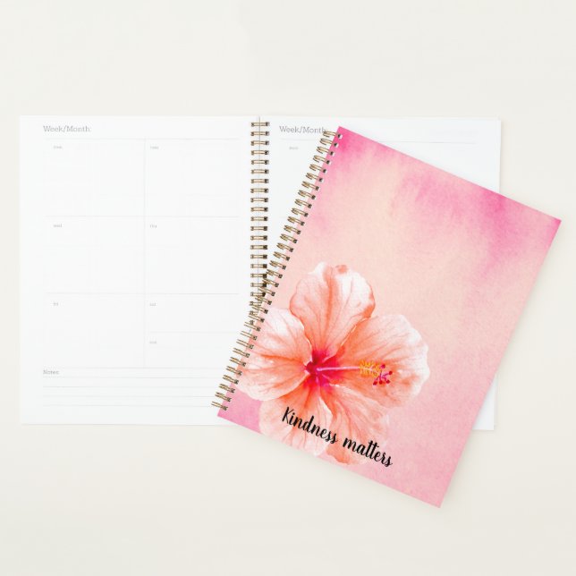 Agenda Flor de Hibisco Rosa Tropical Feminina (Exibição)