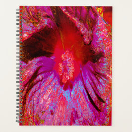 Agenda Flor de Hibiscus Vermelho Retro Triquete Psicodéli