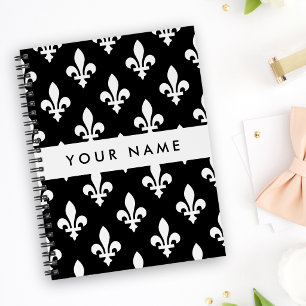 Agenda Flor de Lis, Branco sobre Preto, Branco, Seu Nome