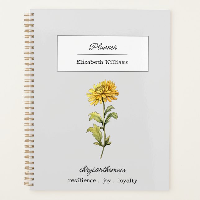 AGENDA FLOR DE NASCIMENTO DE CHRYSANTHEMUM NOVEMBER PERSO (Frente)
