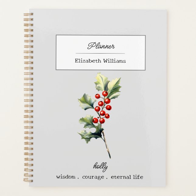 AGENDA FLOR DE NASCIMENTO HOLLY EM DEZEMBRO PERSONALIZADO (Frente)