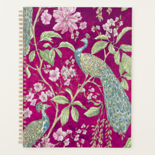 Agenda Flor de pavão de Fuchsia Chinoiserie