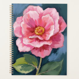 Agenda Flor de Peônia Rosa Aquarela Floral